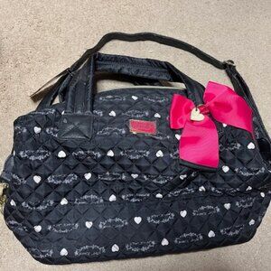 Betsey Johnson Quilted Hearts Weekender Overnight Travel Bag Satchel